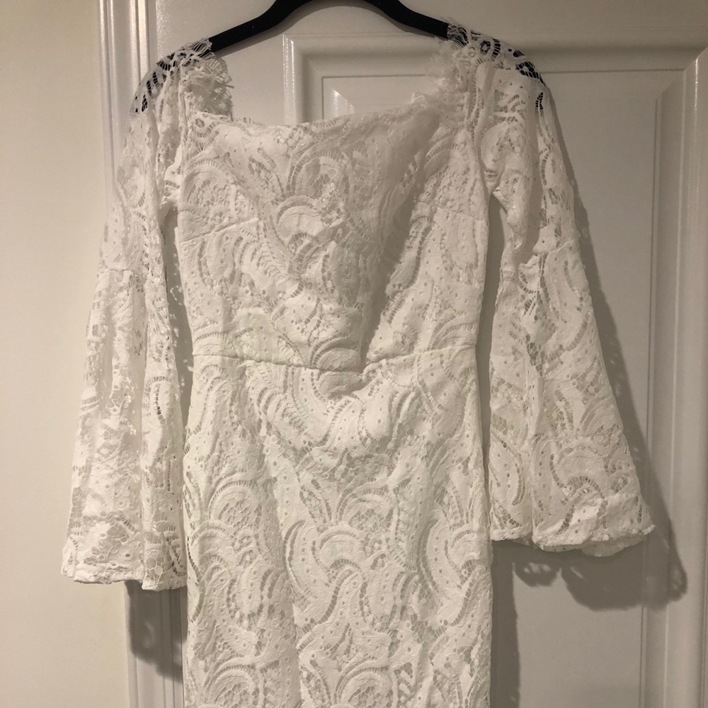 White stretch lace dress